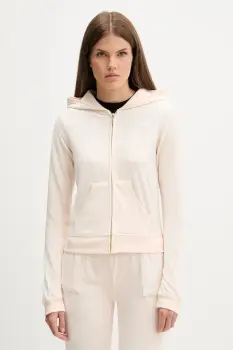Juicy Couture bluza HERITAGE ROBYN HOODIE culoarea roz, cu gluga, cu imprimeu, JCSEBJ007G imagine