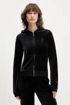 Juicy Couture bluza HERITAGE ROBYN HOODIE culoarea roz, cu gluga, cu imprimeu, JCSEBJ007G imagine