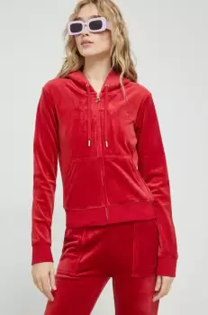 Juicy Couture bluza Robertson femei, culoarea rosu, cu gluga, neted imagine