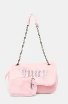 Juicy Couture geanta de mana din catifea Kimberly culoarea roz, BEJQL8762WPO imagine