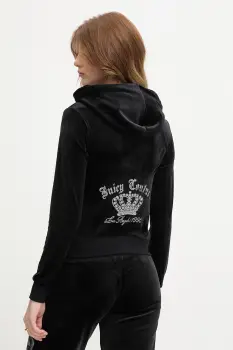 Juicy Couture hanorac cu gluga de dama din velur GOTHIC CROWN imagine