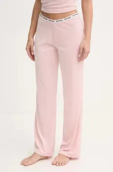 Juicy Couture pantaloni de pijama VICKY RIB FLARE PANT femei, culoarea roz, JCLAS125504 imagine