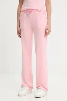 Juicy Couture pantaloni de trening DEL RAY POCKETED PANT culoarea roz, uni, JCAP180 imagine