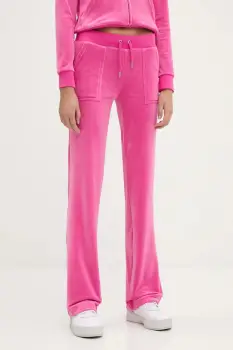 Juicy Couture pantaloni de trening DEL RAY POCKETED PANT culoarea roz, uni, JCAP180 imagine