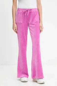 Juicy Couture pantaloni de trening din velur CAISA LOW RISE PANT culoarea roz, uni, JCSEBJ008G imagine