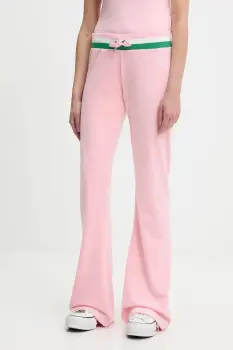 Juicy Couture pantaloni de trening din velur CHRISTINE STRIPE LOW RISE culoarea roz, uni, JCWBJ225352 imagine