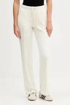 Juicy Couture pantaloni de trening din velur culoarea bej, cu imprimeu, JCWBJ225307 imagine