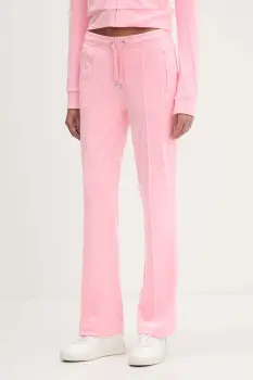 Juicy Couture pantaloni de trening din velur culoarea bej, cu imprimeu, JCWBJ225307 imagine
