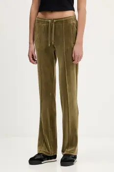 Juicy Couture pantaloni de trening din velur culoarea bej, cu imprimeu, JCWBJ225307 imagine