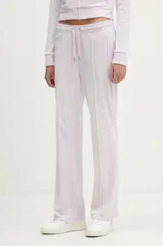 Juicy Couture pantaloni de trening din velur culoarea bej, cu imprimeu, JCWBJ225307 imagine