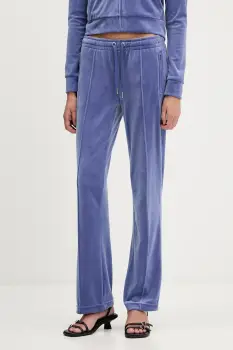 Juicy Couture pantaloni de trening din velur culoarea bej, cu imprimeu, JCWBJ225307 imagine