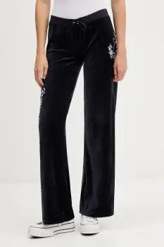 Juicy Couture pantaloni de trening din velur culoarea bleumarin, cu imprimeu, JCGBJ225010 imagine