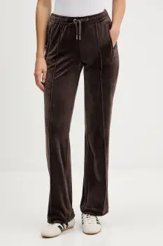 Juicy Couture pantaloni de trening din velur culoarea maro, cu imprimeu, JCWBJ225307 imagine