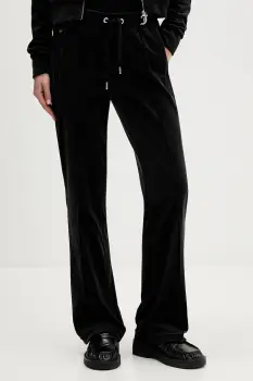 Juicy Couture pantaloni de trening din velur culoarea negru, cu imprimeu, JCWBJ225307 imagine