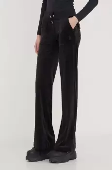 Juicy Couture pantaloni de trening din velur culoarea negru, neted imagine