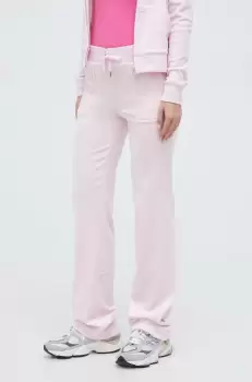 Juicy Couture pantaloni de trening din velur culoarea roz, neted imagine