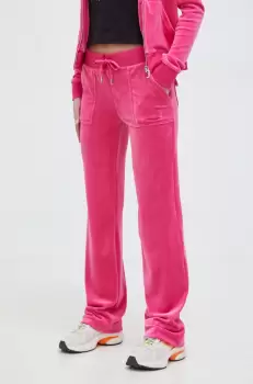 Juicy Couture pantaloni de trening din velur culoarea roz, neted imagine