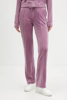 Juicy Couture pantaloni de trening din velur culoarea violet, cu imprimeu, JCWBJ225307 imagine