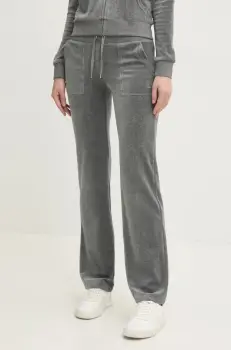 Juicy Couture pantaloni de trening din velur DEL RAY PANT culoarea gri, neted, JCAP180 imagine
