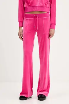Juicy Couture pantaloni de trening din velur Layla culoarea roz, uni, JCSEBJ001 imagine