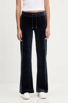 Juicy Couture pantaloni de trening din velur Monogram Lisa culoarea bleumarin, cu imprimeu, JCWBJ125303 imagine