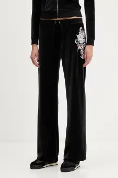 Juicy Couture pantaloni de trening din velur Wrap You Up culoarea negru, cu imprimeu, JCNBJ126452 imagine