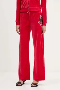 Juicy Couture pantaloni de trening din velur Wrap You Up culoarea rosu, cu imprimeu, JCNBJ126452 imagine