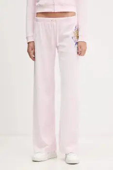 Juicy Couture pantaloni de trening din velur Wrap You Up culoarea roz, cu imprimeu, JCNBJ126452 imagine