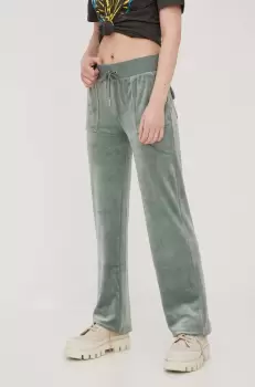 Juicy Couture pantaloni de trening femei, culoarea verde, neted imagine