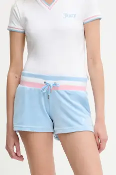 Juicy Couture pantaloni scurti VELOUR STRIPE BOOTY SHORT cu imprimeu, high waist, JCWHS225354 imagine