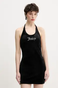 Juicy Couture rochie de catifea HALTER culoarea negru, mini, mulata, JCWED125326 imagine