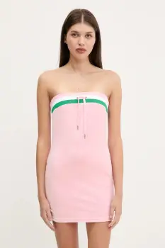 Juicy Couture rochie de catifea VELOUR STRIPE TUBE DRESS culoarea roz, mini, mulata, JCWED225353 imagine