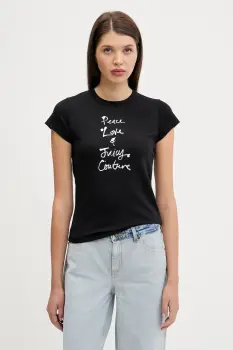 Juicy Couture tricou PEACE LOVE AND JUICY HILTON T-SHIRT culoarea negru, JCNCT225458 imagine