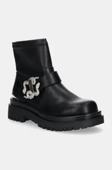 Just Cavalli botine femei, culoarea negru, cu platforma, 77RA3S95 imagine