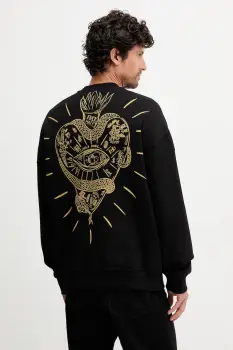 Just Cavalli hanorac de bumbac culoarea negru, cu imprimeu, 79OAIT19 CF502 imagine