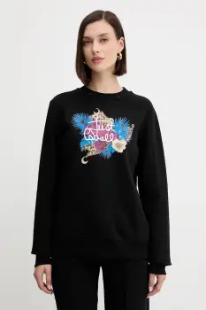 Just Cavalli hanorac de bumbac culoarea negru, cu imprimeu, 79PAIE24 CF102 imagine