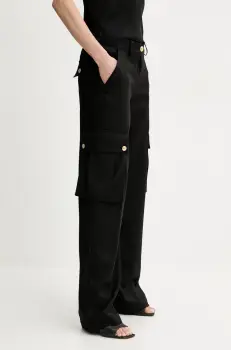 Just Cavalli pantaloni femei, culoarea negru, lat, high waist, 78PAA115 N0463 imagine