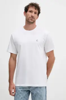 Just Cavalli tricou din bumbac culoarea alb, uni, 79OAHT06 CJ500 imagine