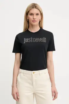 Just Cavalli tricou din bumbac culoarea negru, 79PAHE23 CJ110 imagine