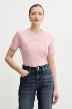 Just Cavalli tricou din bumbac culoarea roz, 78PAHT01 CJ500 imagine