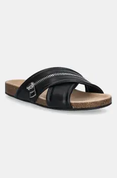 JW Anderson papuci de piele Biker Slide culoarea negru, SN0107 LA0268 999 imagine