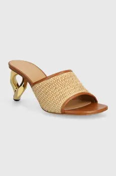 JW Anderson papuci Raffia Sandal femei, culoarea bej, cu toc drept, ANW42230A imagine