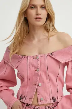 K+LUSHA bluza subtire de blugi femei, culoarea roz, neted, KLMEDUSADF130KLW11 imagine