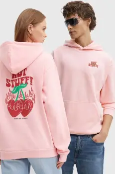 Kaotiko bluza culoarea roz, cu gluga, cu imprimeu, AM095-01-G002 imagine