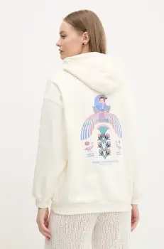 Kaotiko bluza femei, culoarea bej, cu gluga, cu imprimeu, AQ040-01-M002 imagine