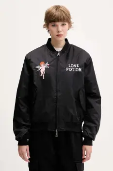 Kaotiko geaca bomber culoarea negru, de tranzitie, oversize, AR005-01-E002 imagine