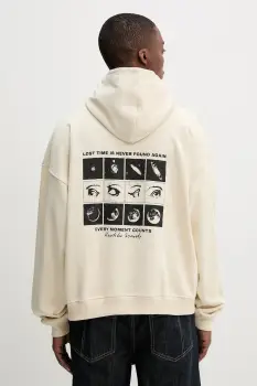 Kaotiko hanorac de bumbac culoarea bej, cu gluga, cu imprimeu, AQ087-01-G002 imagine