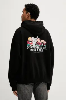 Kaotiko hanorac de bumbac culoarea negru, cu gluga, cu imprimeu, AR001-02-G002 imagine