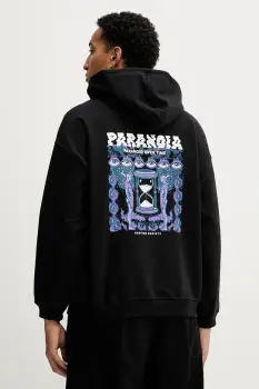 Kaotiko hanorac de bumbac culoarea negru, cu gluga, cu imprimeu, AR017-01-M002 imagine