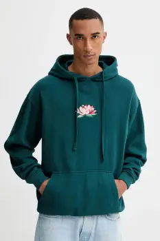 Kaotiko hanorac de bumbac culoarea verde, cu gluga, cu imprimeu, AR074-01-G002 imagine